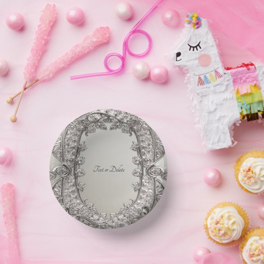 Silver Verziert Modern Pappteller (Party)