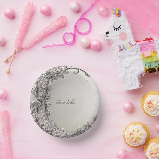 Silver Verziert Modern Pappteller (Party)