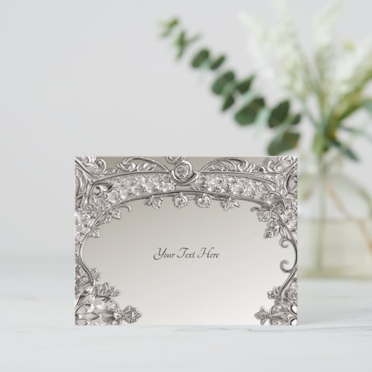 Silver Verziert Modern Postcard Postkarte (Stehend Vorderseite)