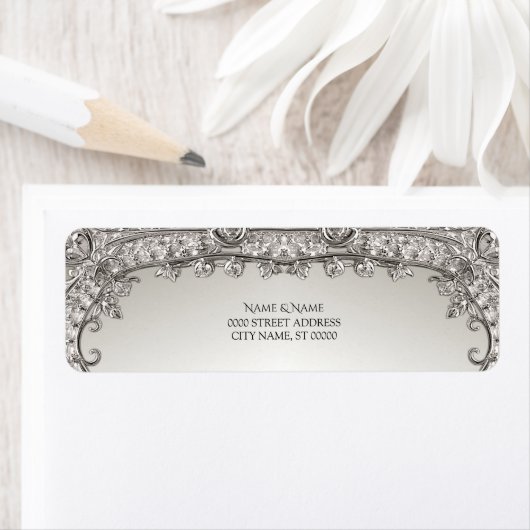 Silver Verziert Modern Return Address Label (Insitu)