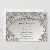 Silver Verziert Modern Save the Date (Vorderseite)