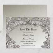 Silver Verziert Modern Save the Date (Vorne/Hinten)