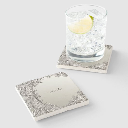 Silver Verziert Modern Stone Untersetzer (Seitenansicht)