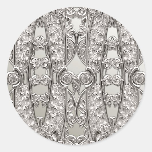 Silver Verziert Modern Wedding Sticker (Vorderseite)