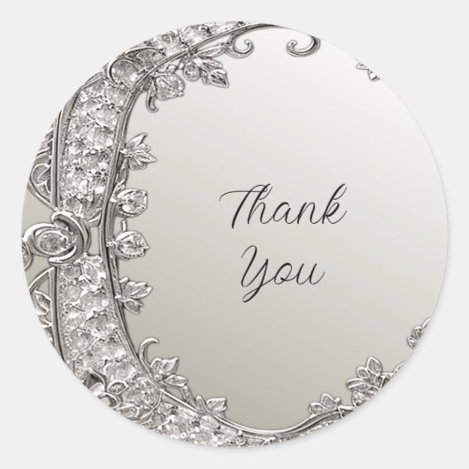 Silver Verziert Modern Wedding Sticker (Vorderseite)