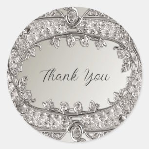 Silver Verziert Modern Wedding Sticker