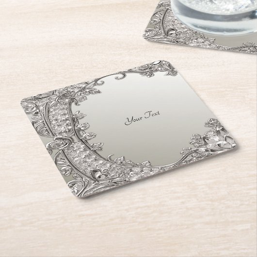 Silver Verzierter, moderner Paper Untersetzer (angewinkelt)