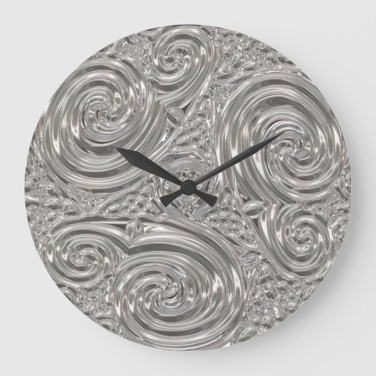 Silver, viktorianisch, neue Art Metallic Look Große Wanduhr (Vorderseite)