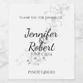 Silver Vines Wedding Wine Label Weinetikett (Einzelnes Label)