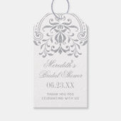 Silver Vintag Glamour Wedding Brautparty Geschenkanhänger (Vorderseite)