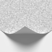 Silver Vintager Viktorianischer Damaske Nahtloses Geschenkpapier (Ecke)