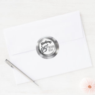 Silver Vinyl Record 25. Geburtstagsparty Dekor Runder Aufkleber