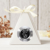 Silver Vinyl Record Retro Wedding Vielen Dank Runder Aufkleber