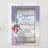 Silver Violet Glitzer Dress,50. Geburtstagsparty Einladung (Vorderseite)