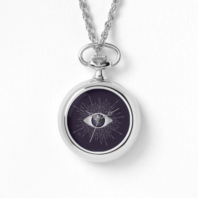 Silver & Violet Mystic Evil Eye Nazar Mati Armbanduhr (Vorderseite)