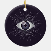 Silver & Violet Mystic Evil Eye Nazar Mati Keramik Ornament (Hinten)
