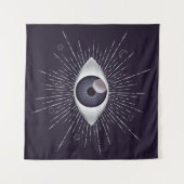 Silver & Violet Mystic Evil Eye Nazar Mati Wandteppich (Vorderseite (Horizontal))