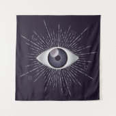 Silver & Violet Mystic Evil Eye Nazar Mati Wandteppich (Vorderseite)