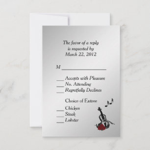 Silver Violin Music UAWG with Entree Choice RSVP Karte