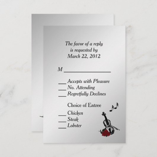 Silver Violin Music UAWG with Entree Choice RSVP Karte (Vorne/Hinten)