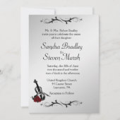 Silver Violine Music Wedding Einladung 5" x 7" (Vorderseite)
