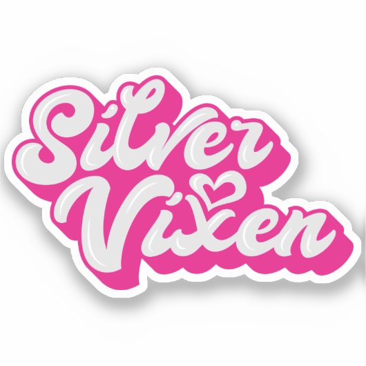 Silver Vixen Mature Woman Groovy Typografie Aufkleber (Vorderseite)