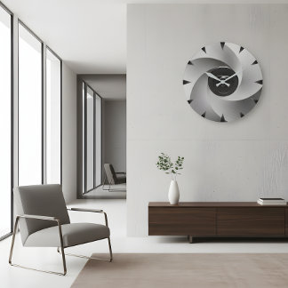 Silver Vortex Industrial Wall Clock Große Wanduhr