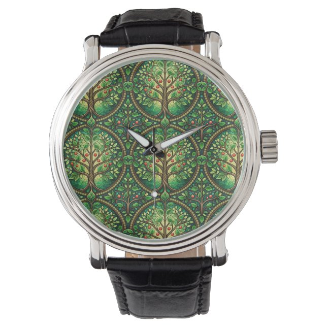Silver watch with intricate tree design  armbanduhr (Vorderseite)