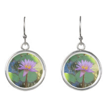 Silver Water Lily Drop Ohrringe