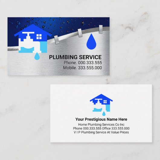 Silver Water Pipeline Leaking Water Visitenkarte (Vorne/Hinten)