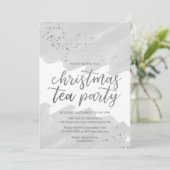 Silver Watercolor Christmas Tee Party Einladung (Stehend Vorderseite)