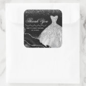 Silver Watercolor Dress & Glam Edge Sweet 16 Quadratischer Aufkleber (Tasche)