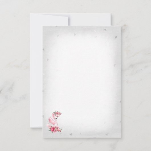 Silver Watercolor Flamingo Ballerina Babydusche Dankeskarte (Rückseite)