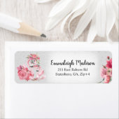 Silver Watercolor Flamingo Rücksendeadresse (Insitu)