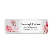 Silver Watercolor Flamingo Rücksendeadresse (Vorne)