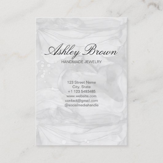 Silver Watercolor Handmade Schmuck Earring Display Visitenkarte (Rückseite)