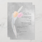 Silver Watercolor Pink Tulip Brautparty Einladung (Vorne/Hinten)