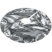 Silver Wavy Metallic Look Polyester Weihnachtsbaumdecke (Schrägansicht)