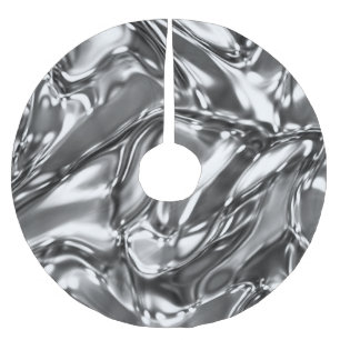 Silver Wavy Metallic Look Polyester Weihnachtsbaumdecke