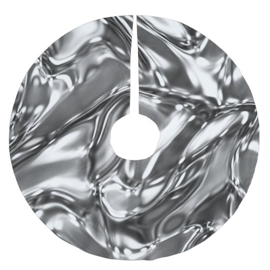 Silver Wavy Metallic Look Polyester Weihnachtsbaumdecke (Vorderseite)