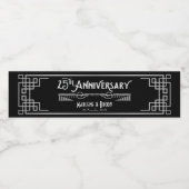 Silver Wedding 25 Jahre Jubiläum Art Deco Gatsby Wasserflaschenetikett (Einzelnes Label)