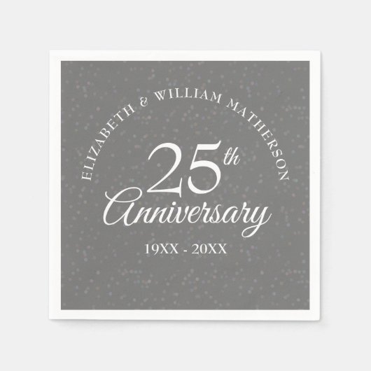 Silver Wedding 25-jähriges Jubiläum Stardust Confe Serviette (Vorderseite)