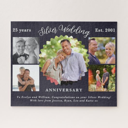 Silver Wedding 25th Anniversary Photo Collage Puzzle (Horizontal)