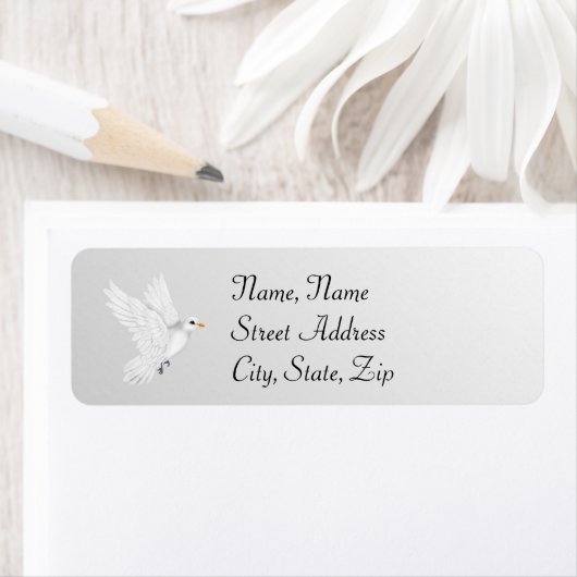 Silver Wedding Address Label mit Dove (Insitu)