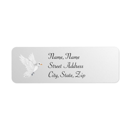 Silver Wedding Address Label mit Dove (Vorne)