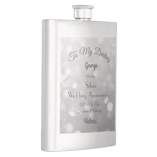 Silver Wedding Anniversary Classic Flasche Flachmann (Rechts)