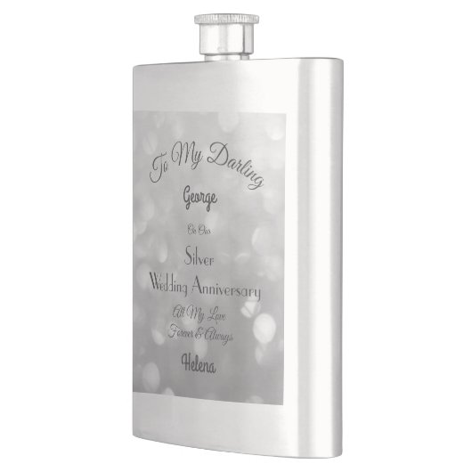 Silver Wedding Anniversary Classic Flasche Flachmann (Links)