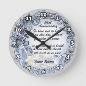 Silver Wedding Anniversary Clock Runde Wanduhr (Vorderseite)