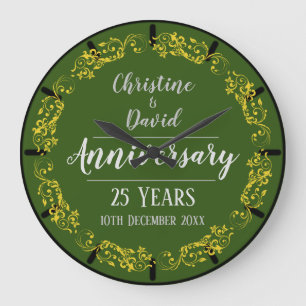 Silver Wedding Anniversary Commemorative Große Wanduhr
