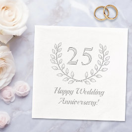 Silver Wedding Anniversary Wreath Custom Number Servietten Mit Folie
